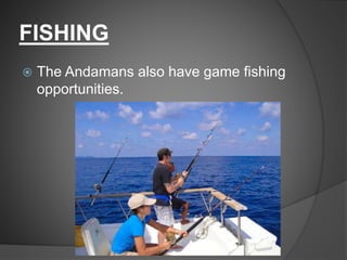 FISHING
 The Andamans also have game fishing
opportunities.
 