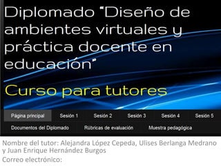 Nombre del tutor: Alejandra López Cepeda, Ulises Berlanga Medrano
y Juan Enrique Hernández Burgos
Correo electrónico:
 