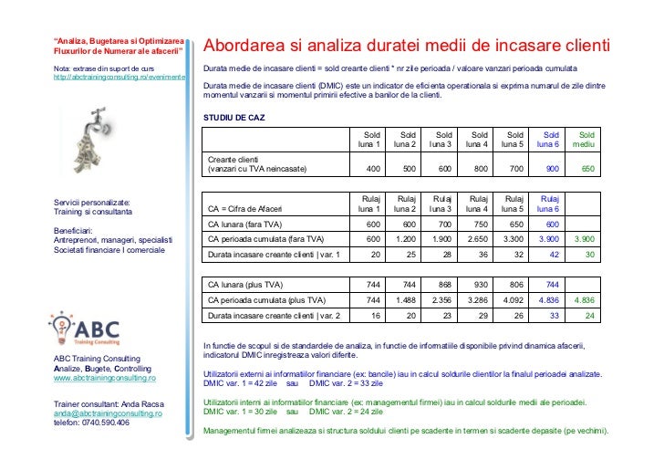 Analiza Durata Medie De Incasare Clienti Studiu De Caz Anda Racsa