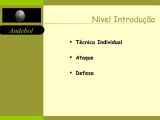 Nível Introdução Técnica Individual Ataque Defesa 