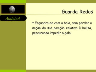 Guarda-Redes Enquadra-se com a bola, sem perder a noção da sua posição relativa à baliza, procurando impedir o golo. 