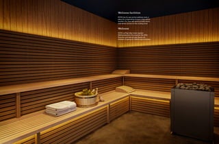 Wellness facilities
KOYA has its own active wellness zone, a
place for invigorating showers that will do
wonders for your skin and a private sauna
with direct access to the cooling snow.
Wellness
KOYA verfügt über einen eigenen
Wellnessbereich: Es erwarten Sie SPA-
Duschen und eine private Sauna mit
direktem Zugang zur Abkühlung im Schnee.
 