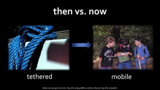then vs. now




tethered                                                                                 mobile
    Bilder von Juergen Kurlvink,, http://flic.kr/p/4edMR2 und Bob n Renee, http://flic.kr/p/qtkfn
 