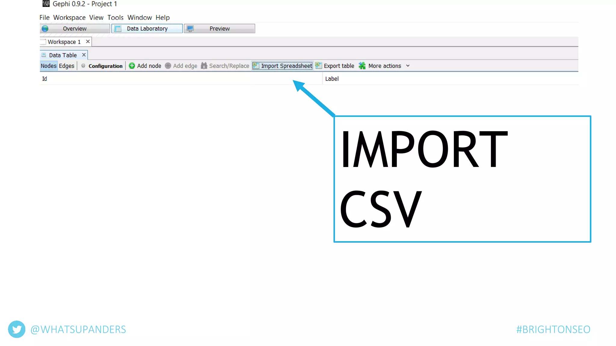 IMPORT
CSV
@WHATSUPANDERS #BRIGHTONSEO
 