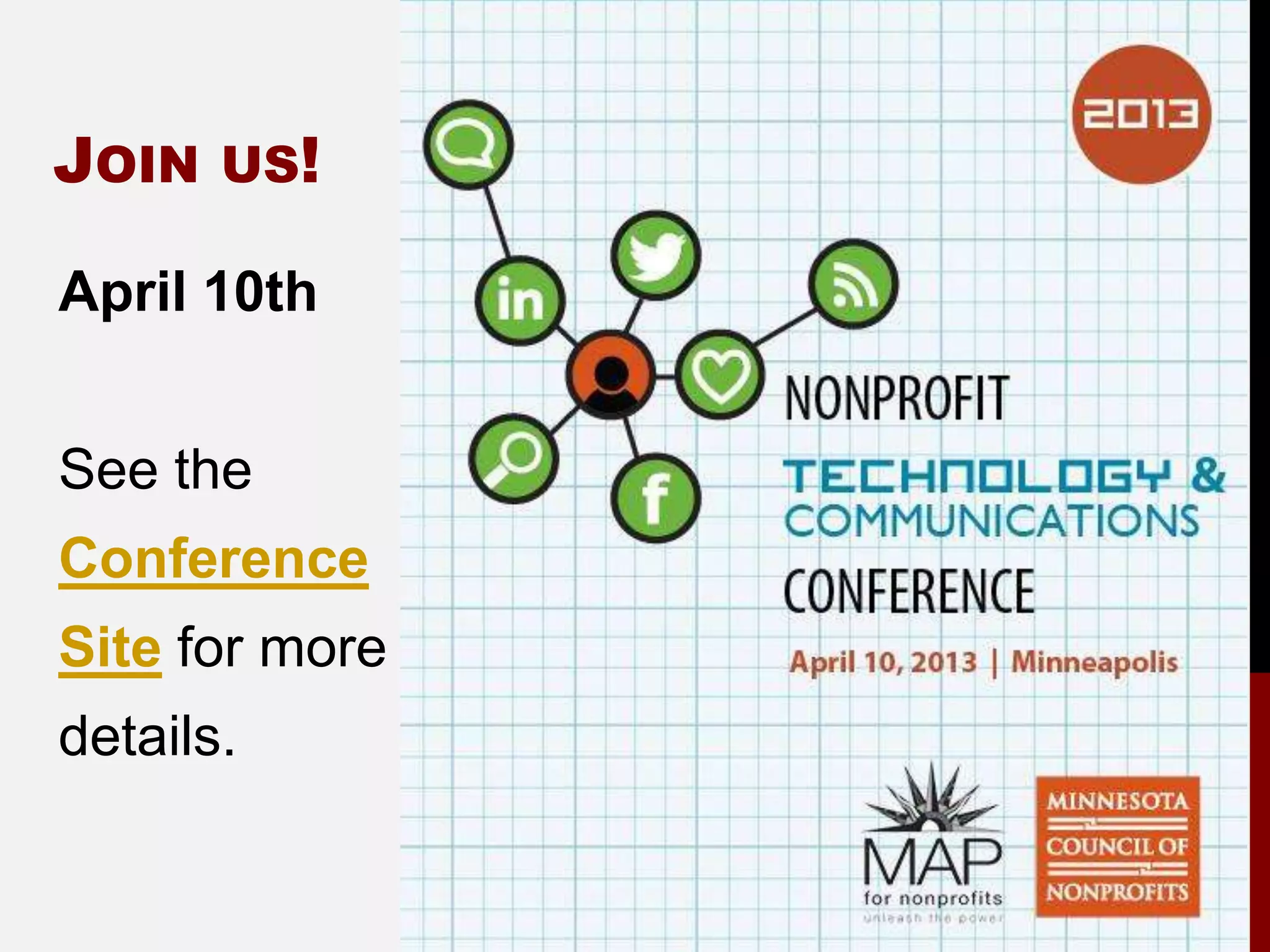 JOIN US!

April 10th


See the
Conference
Site for more
details.
 