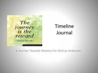 Timeline
Journal
A Journey Towards Mastery For Deitrya Anderson
 