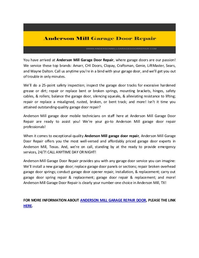 Anderson Mill Garage Door Repair