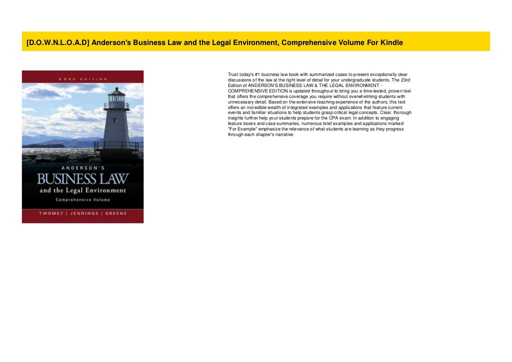 [D.O.W.N.L.O.A.D] Anderson's Business Law and the Legal Environment