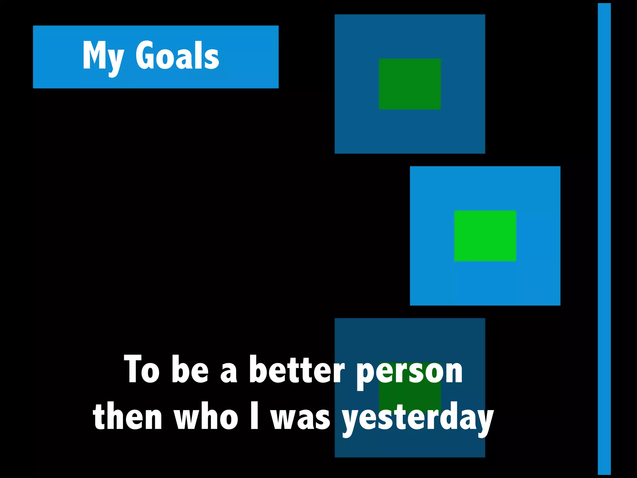 My Goals
To be a better person
then who I was yesterday
 