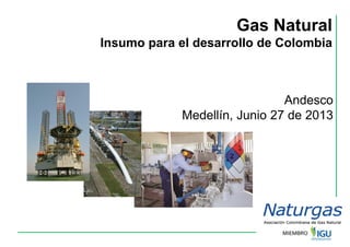Gas Natural
Insumo para el desarrollo de Colombia
Andesco
Medellín, Junio 27 de 2013
IE BR
 