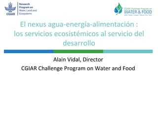 El nexus agua-energía-alimentación :
los servicios ecosistémicos al servicio del
desarrollo
Alain Vidal, Director
CGIAR Challenge Program on Water and Food
 