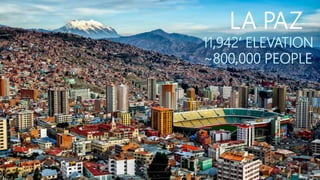 11,942’ ELEVATION
~800,000 PEOPLE
LA PAZ
 