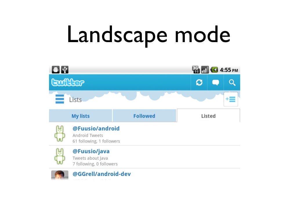 Landscape mode
