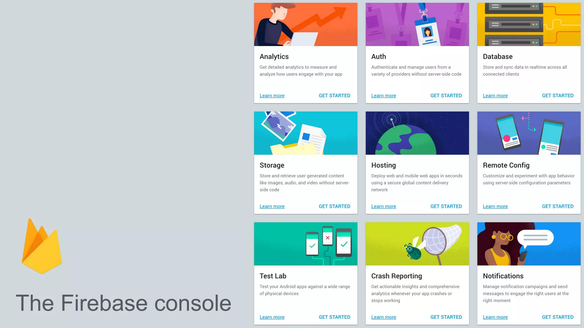 The Firebase console
 