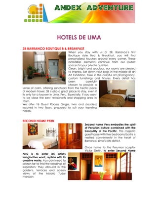 Andex adventure hotels lima