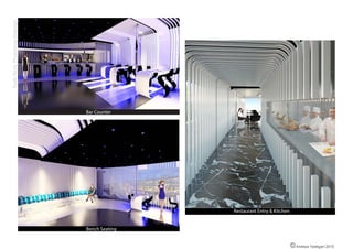 The bright black marble stone is designed in the middle, with curve and soft line andThe white surface which made the table and then move to the ceiling, it looks that
peel off
©Andeya Yadegari 2016
 