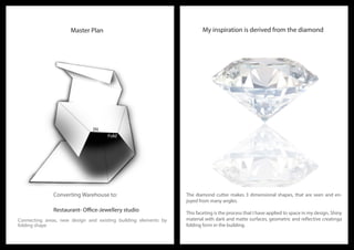 Connection Between Permanent white Triangle Shape in the Ceiling with white interval.
Night view, black structure stand under high pitch roof.
Student boards located on the wire in the black steel frame.
Interval located in front of window, like temporary break from viewing works.
© Andeya Yadegari 2016
 