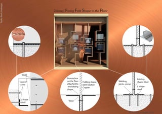 The diamond cutter makes 3 dimensional shapes, that are seen and en-
joyed from many angles.
This faceting is the process that I have applied to space in my design, Shiny
material with dark and matte surfaces, geometric and reflective creatinga
folding form in the building.
My inspiration is derived from the diamondMaster Plan
Converting Warehouse to:
Restaurant- Office-Jewellery studio
Connecting areas, new design and existing building elements by
folding shape
3N
Fold
 