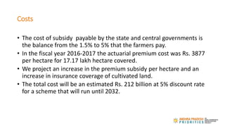 Costs
• The cost of subsidy payable by the state and central governments is
the balance from the 1.5% to 5% that the farme...