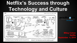 Netflix’s Success through 
Technology and Culture 
Mikey Cohen 
Netflix 
September 4, 2014 
 
