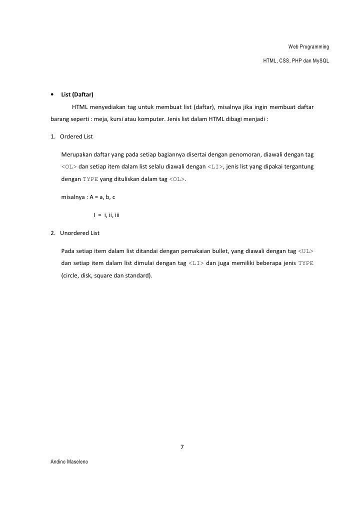 Andino Maseleno - Modul Web Programming