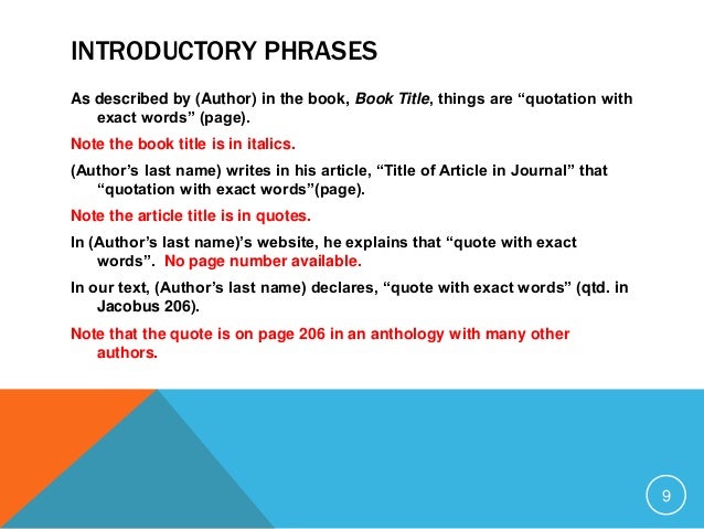And I quote! In Text Citation.
