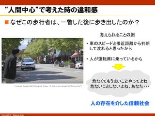 Copyright © Masaya Ando
Googleのセルフドライングカープロジェクト
https://www.google.com/
 