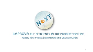 IMPROVE: THE EFFICIENCY IN THE PRODUCTION LINE
ANDON, HOW IT WORKS | ARCHITECTURE | THE OEE CALCULATION
1
 
