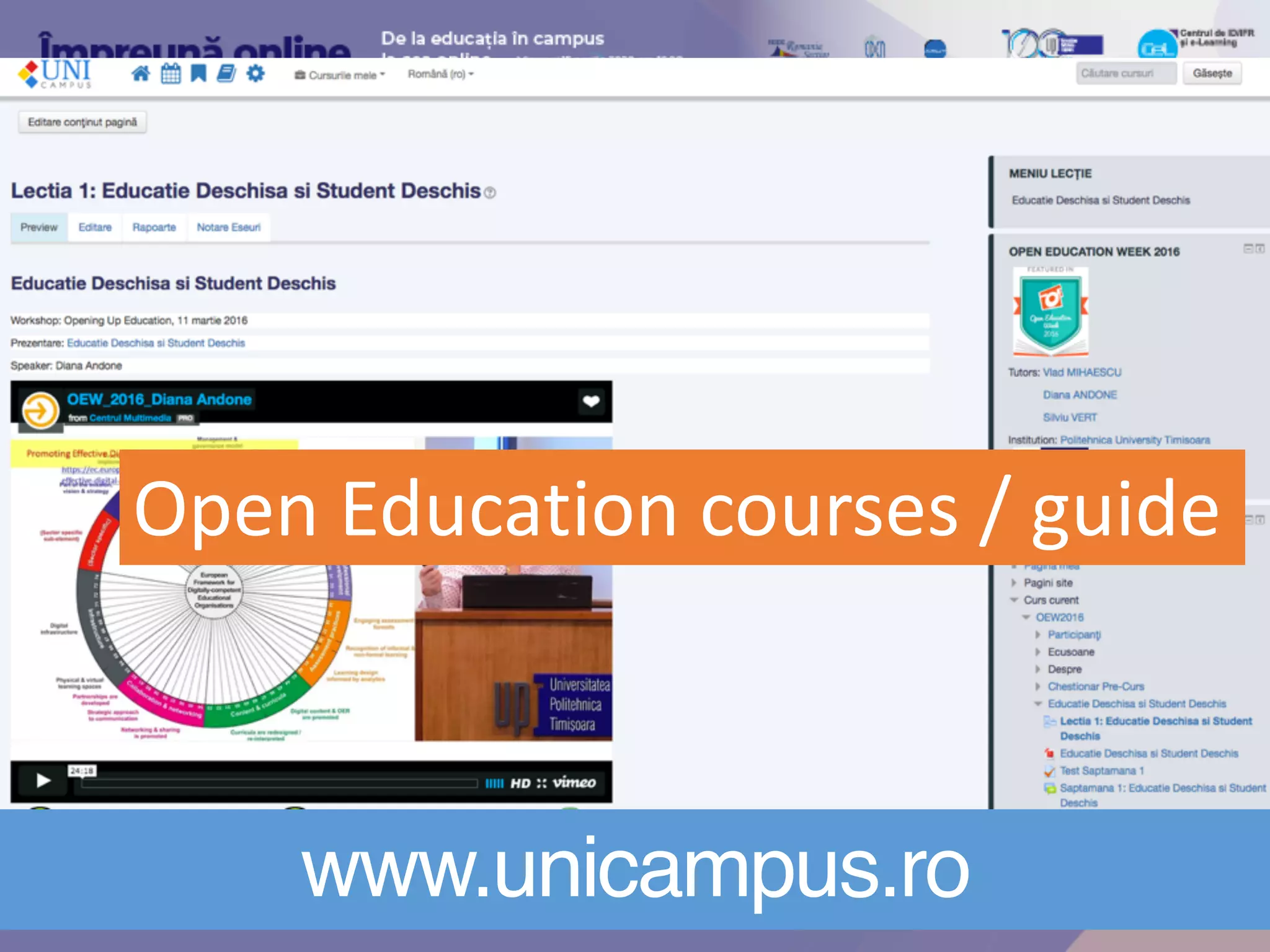 www.unicampus.ro
Open Education courses / guide
 