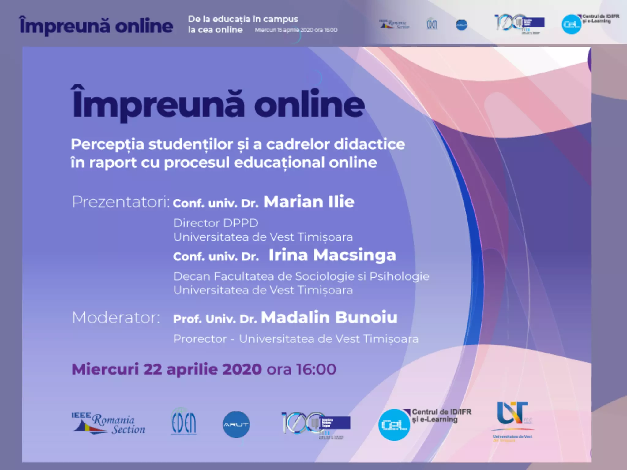 De la educația în campus la cea online, webinar #impreunaonline