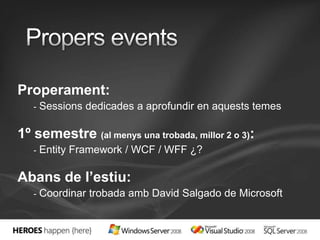 Inicializadores de objetos (VB / C#)No és necessari un constructor per la clase (si no es serialitzable)Public Class    Public Name As String    Public City As StringEnd ClassDim cust As New Customer()cust2.Name = "Toni Poe"cust2.City = "Louisville“Ara equival a:Dim namedCust = New Customer With {.Name = "Terry Adams"}Tot i això, és recomamable (legibilitat del codi)