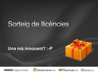 Tipos anónimos (VB / C#)Permeten crear objectes sense escriure cap definició de clase per el tipus de dades. El compilador genera automáticament una clase,Dim product = New With {.Name = "paperclips", .Price = 1.29}Dim prod3 = New With {Key .Name = "paperclips", Key .Price = 1.29}Dim prod4 = New With {Key .Name = "paperclips", Key .Price = 1.29}Console.WriteLine(prod3.Equals(prod4)) //returns true if Keysvar v = new { Amount = 108, Message = "Hello" };varproductQuery = fromprod in productsselect new { prod.Color, prod.Price };