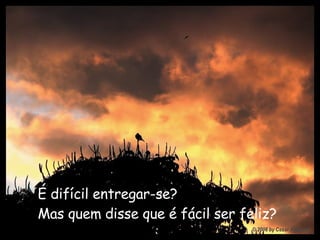 É difícil entregar-se?   Mas quem disse que é fácil ser feliz?   