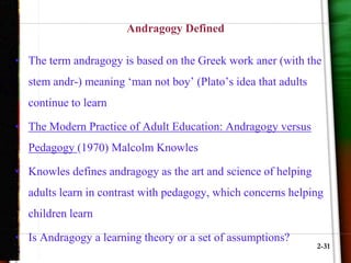 define andragogy and pedagogy