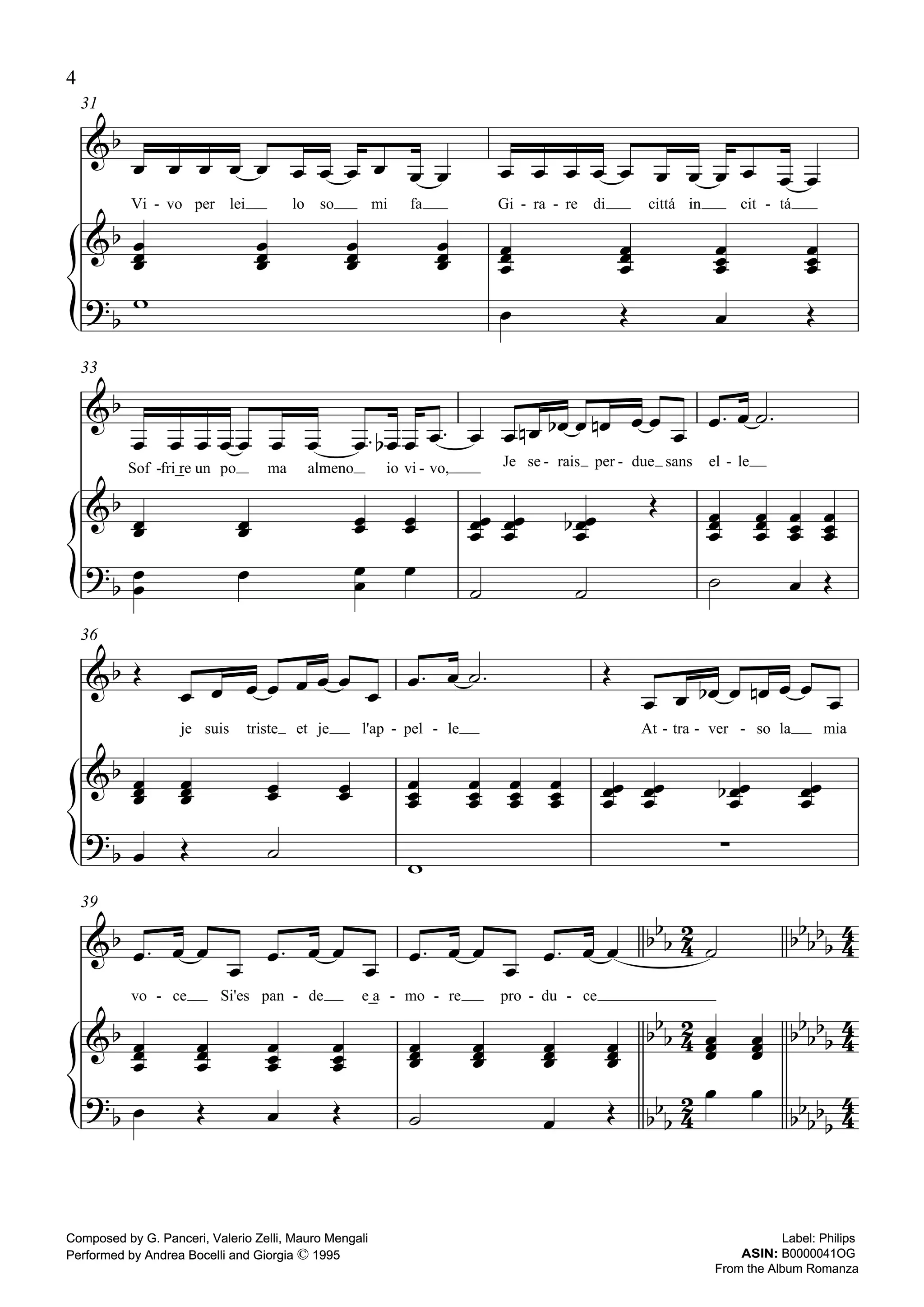 andrea bocelli vivo per lei lyrics