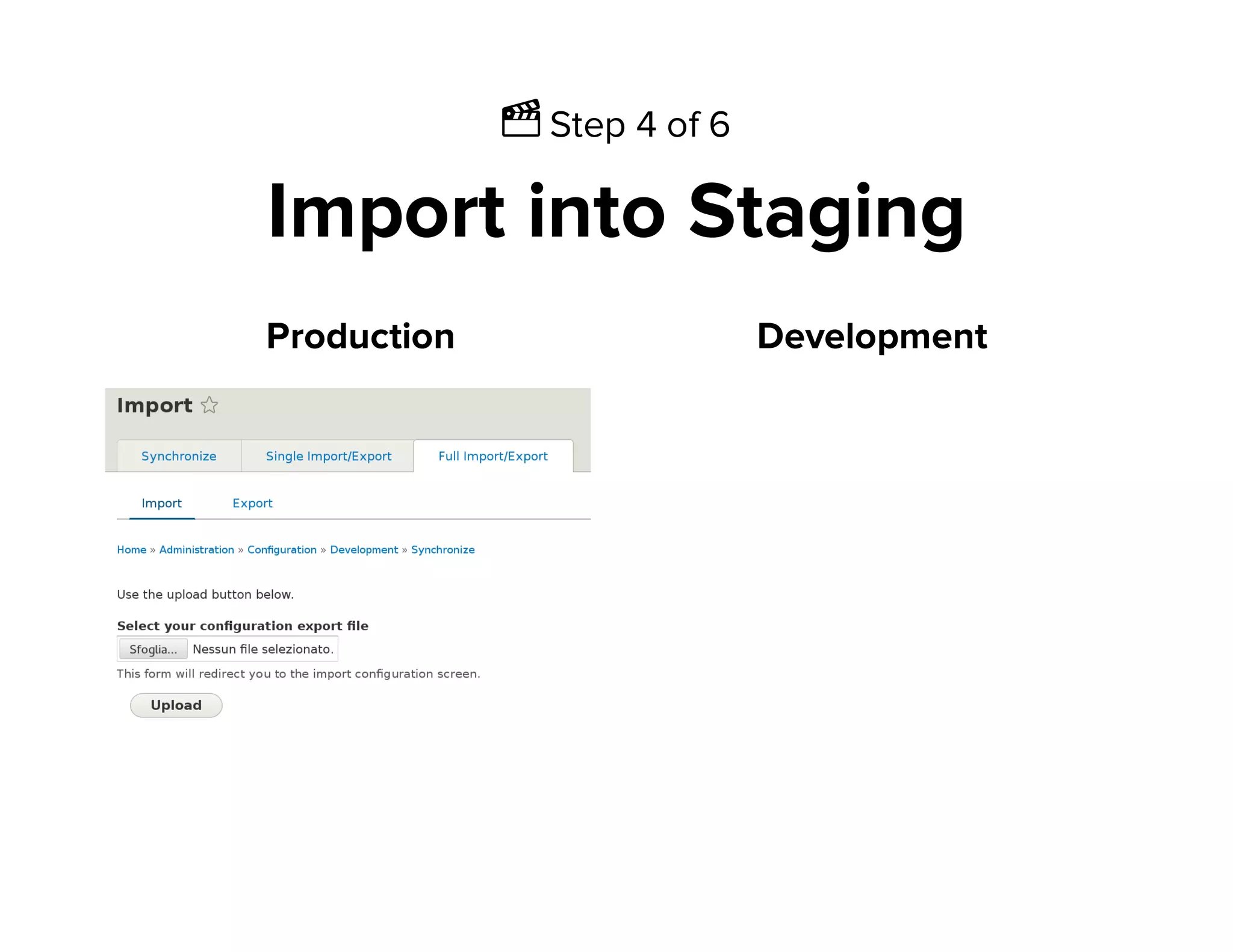 Ἲ Step 4 of 6
Import into Staging
Production Development
 