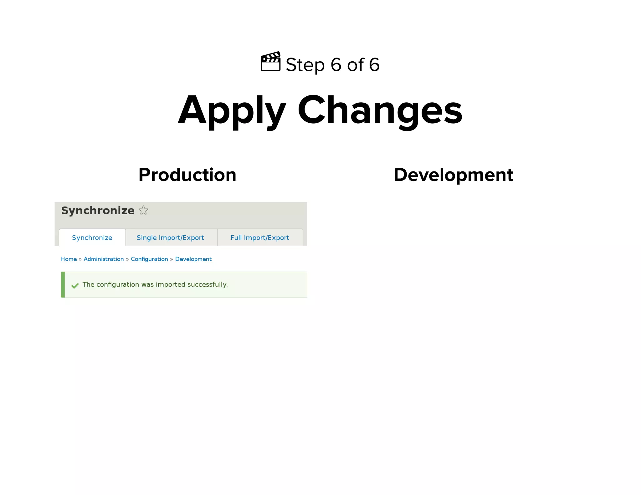 Ἲ Step 6 of 6
Apply Changes
Production Development
 