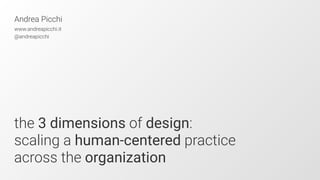 the 3 dimensions of design:
scaling a human-centered practice
across the organization
Andrea Picchi
www.andreapicchi.it
@andreapicchi
 