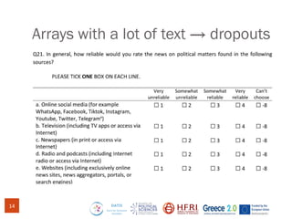 Arrays with a lot of text → dropouts
14
 