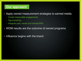 Our approachApply owned measurement strategies to earned media