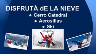 DISFRUTÁ dE LA NIEVE
● Cerro Catedral
● Aerosillas
● Ski
 