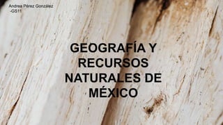 Andrea Pérez González
-GS11
GEOGRAFÍA Y
RECURSOS
NATURALES DE
MÉXICO
 