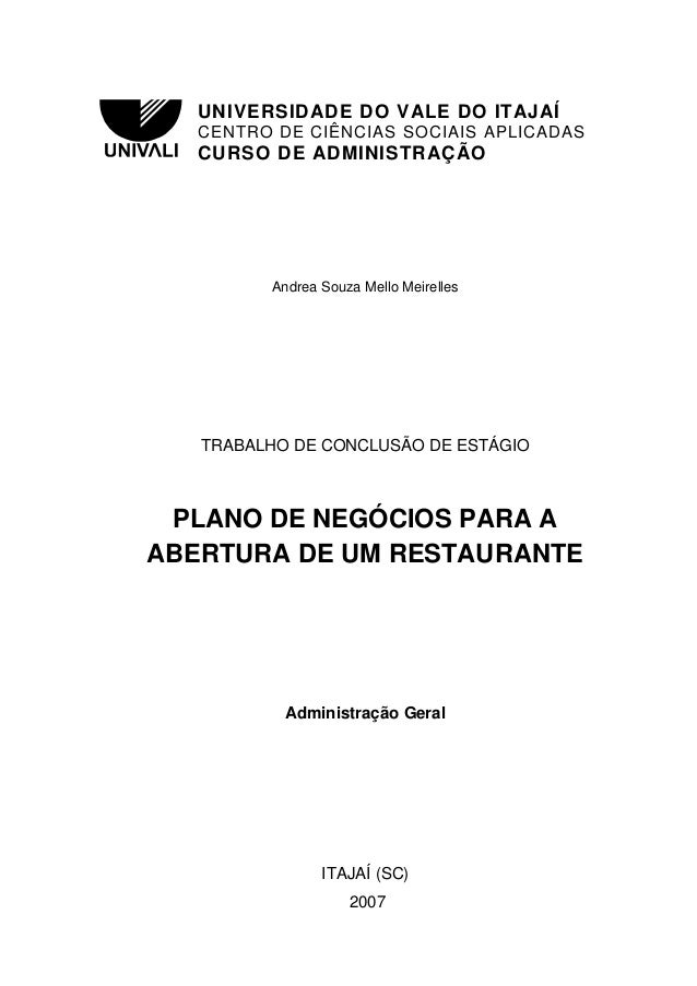 Plano de negócio pronto restaurante