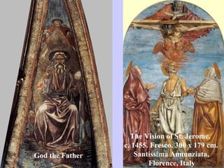 God the Father The Vision of St. Jerome.  c. 1455. Fresco. 300 x 179 cm.  Santissima Annunziata,  Florence, Italy 