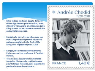  Elle a fait ses études en Égypte dans des
écoles égyptiennes puis françaises, avant
d'intégrer l’Université américaine d...