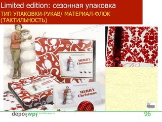 Limited edition: сезонная упаковка
ТИП УПАКОВКИ-РУКАВ/ МАТЕРИАЛ-ФЛОК
(ТАКТИЛЬНОСТЬ)
96
 