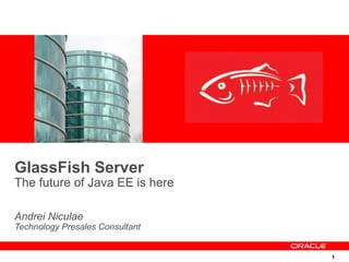 GlassFish Server
The future of Java EE is here

Andrei Niculae
Technology Presales Consultant


                                 1
 