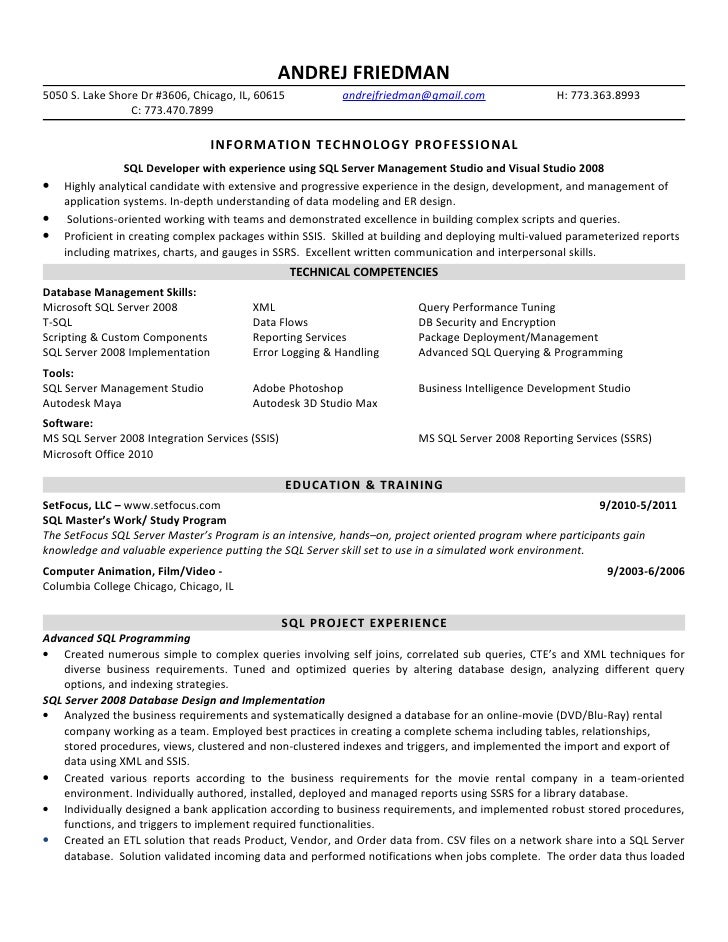 database developer resume