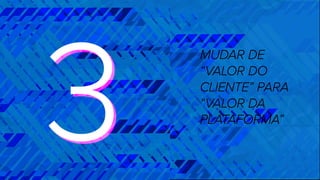 MUDAR DE
“VALOR DO
CLIENTE” PARA
“VALOR DA
PLATAFORMA”
33
 
