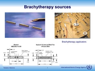 International Atomic Energy Agency
Radiation Medicine 1
Brachytherapy sources
Brachytherapy applicators
 